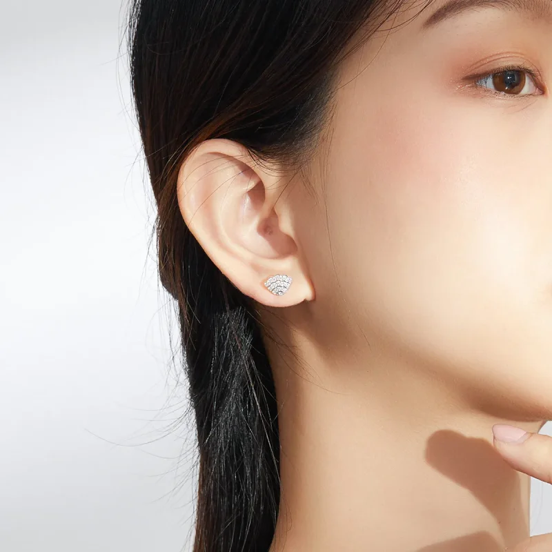 (image for) Pandora Style Romantic Shell Stud Earrings - BSE342 - View 5