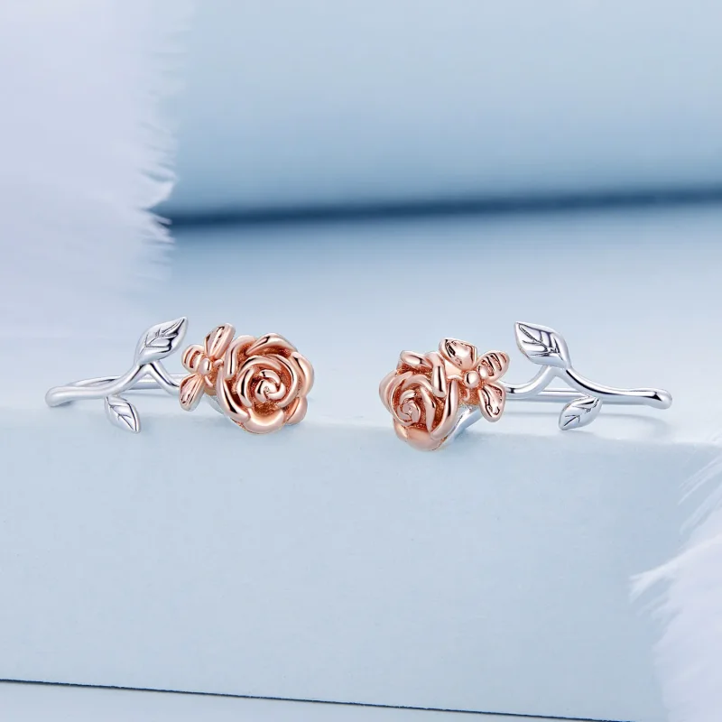 (image for) Pandora Style Rose Stud Earrings - BSE682 - View 2