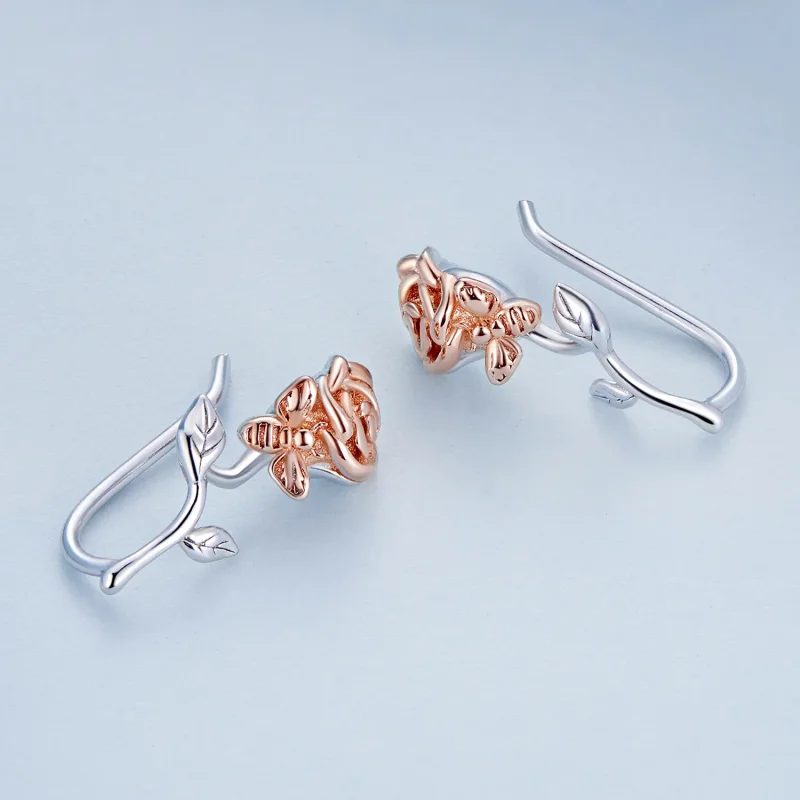 (image for) Pandora Style Rose Stud Earrings - BSE682 - View 3