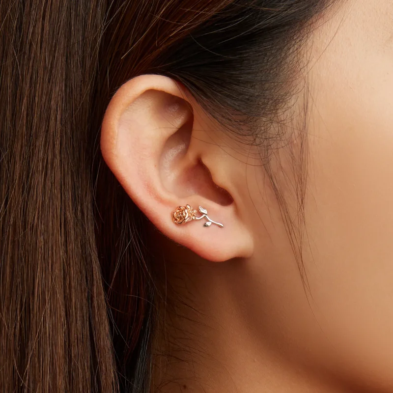 (image for) Pandora Style Rose Stud Earrings - BSE682 - View 5