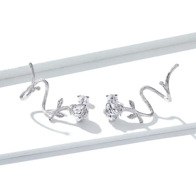 (image for) Pandora Style Roses Stud Earrings - BSE238 - View 2