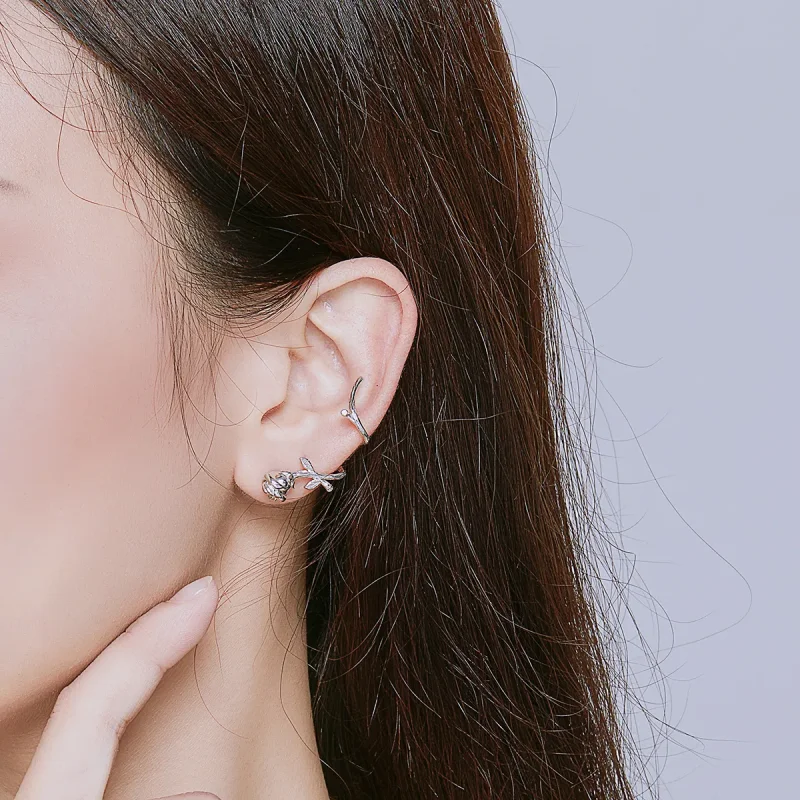 (image for) Pandora Style Roses Stud Earrings - BSE238 - View 3
