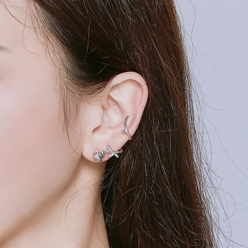 (image for) Pandora Style Roses Stud Earrings - BSE238 - View 5