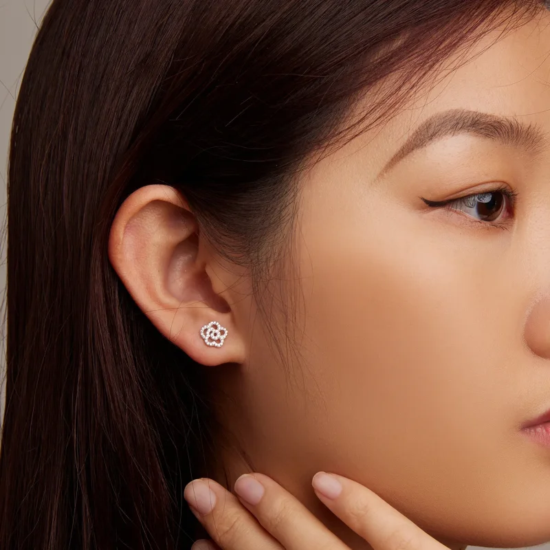 (image for) Pandora Style Roses Stud Earrings - BSE712 - View 5