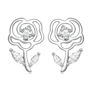 (image for) Pandora Style Roses Stud Earrings - BSE714
