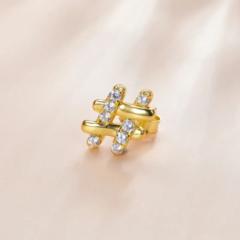 (image for) Pandora Style Secret Symbol - # Stud Earrings - SCE1071 - View 2