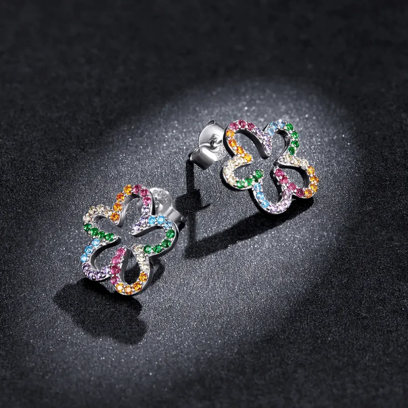 (image for) Pandora Style Seven-Colored Flowers Stud Earrings - BSE487 - View 5
