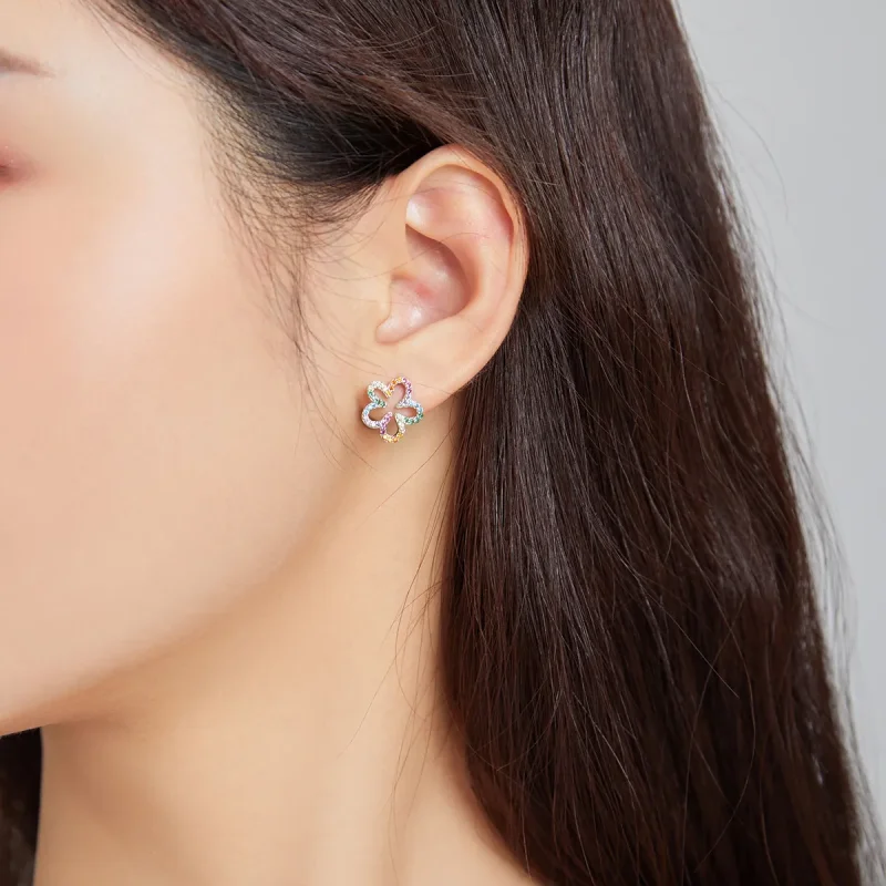 (image for) Pandora Style Seven-Colored Flowers Stud Earrings - BSE487 - View 6