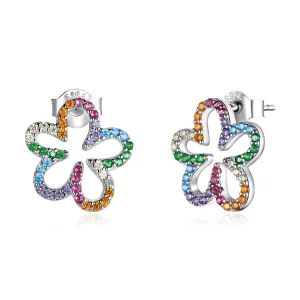 (image for) Pandora Style Seven-Colored Flowers Stud Earrings - BSE487
