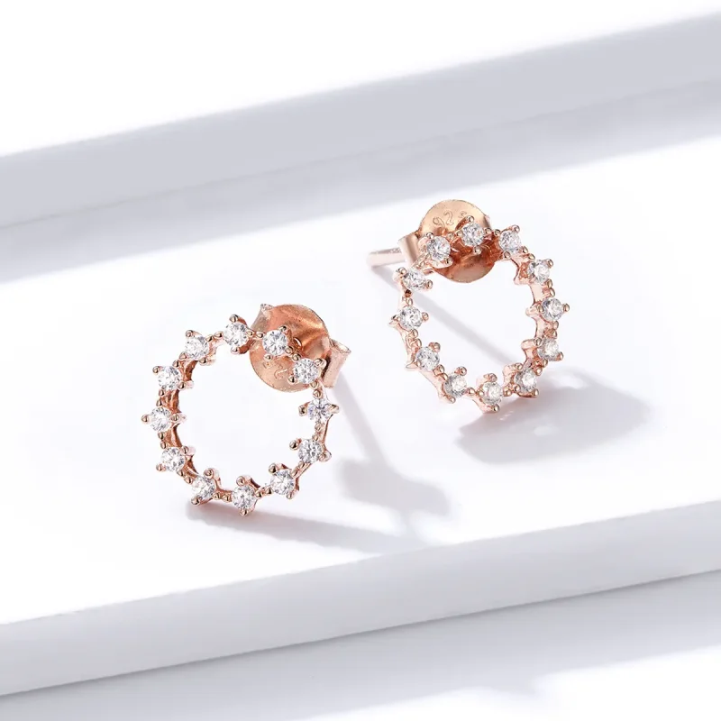 (image for) Pandora Style Shimmer Geometry Stud Earrings - BSE323 - View 2