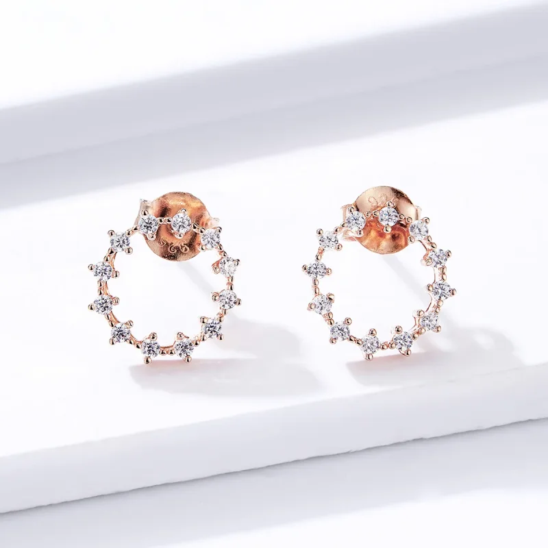 (image for) Pandora Style Shimmer Geometry Stud Earrings - BSE323 - View 4