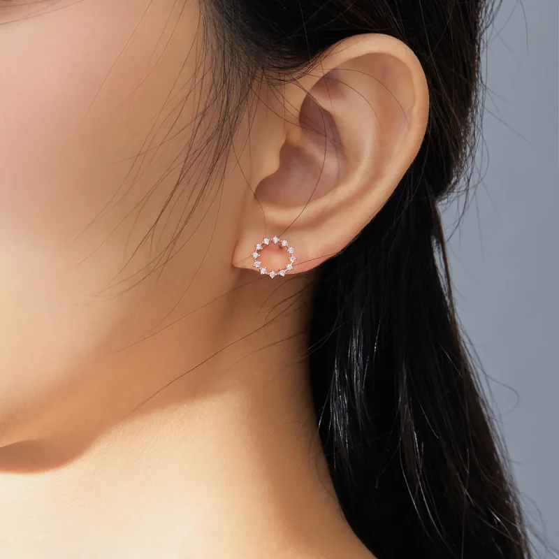 (image for) Pandora Style Shimmer Geometry Stud Earrings - BSE323 - View 7