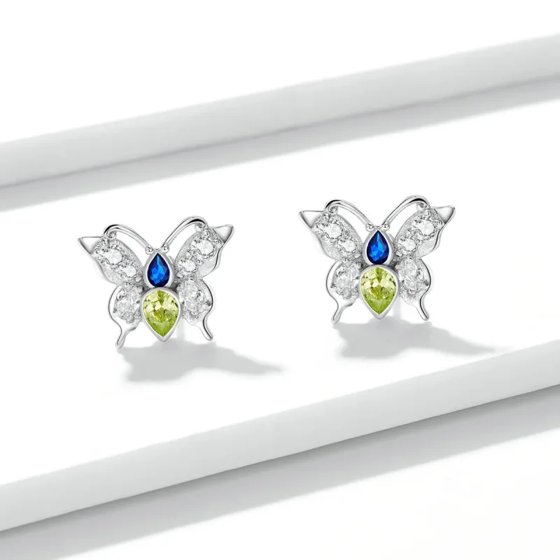 (image for) Pandora Style Shine Butterfly Stud Earrings - BSE564 - View 2