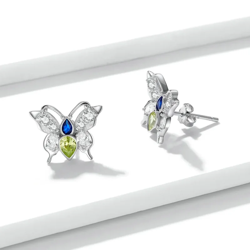 (image for) Pandora Style Shine Butterfly Stud Earrings - BSE564 - View 3