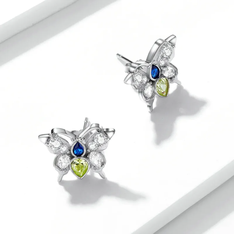 (image for) Pandora Style Shine Butterfly Stud Earrings - BSE564 - View 4