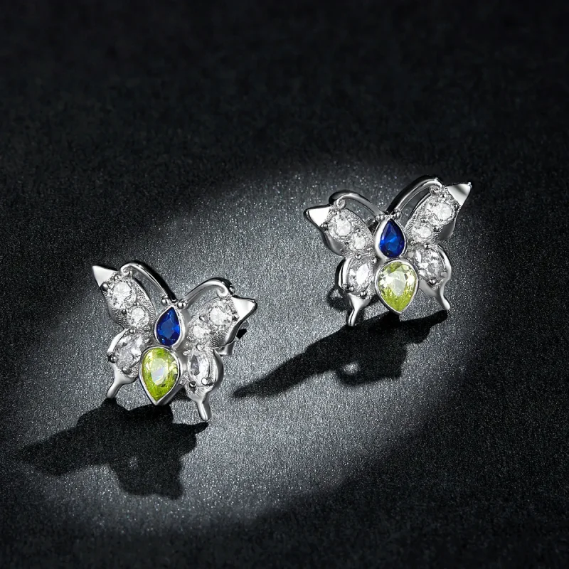 (image for) Pandora Style Shine Butterfly Stud Earrings - BSE564 - View 5
