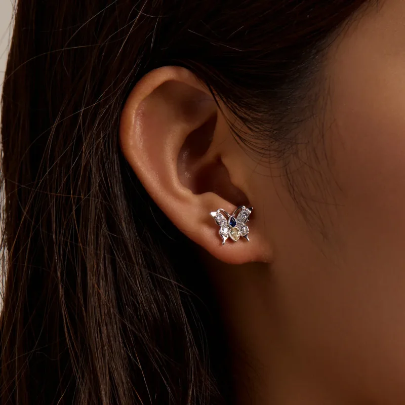 (image for) Pandora Style Shine Butterfly Stud Earrings - BSE564 - View 8