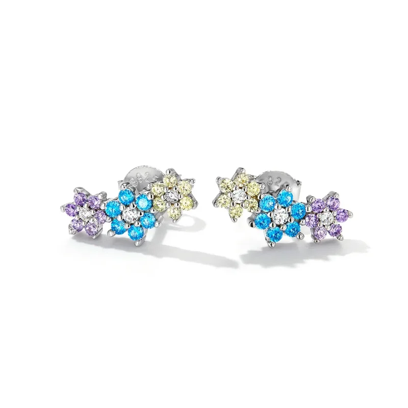 (image for) Pandora Style Shine Flowers Stud Earrings - BSE593 - View 2