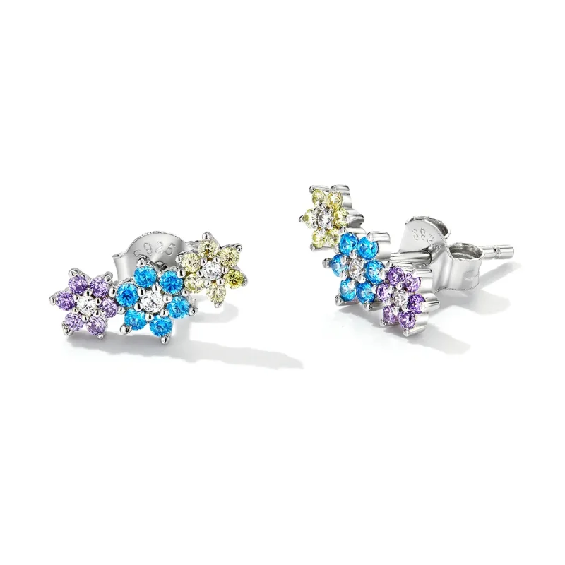 (image for) Pandora Style Shine Flowers Stud Earrings - BSE593 - View 3