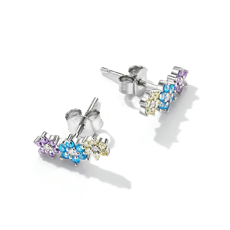 (image for) Pandora Style Shine Flowers Stud Earrings - BSE593 - View 4