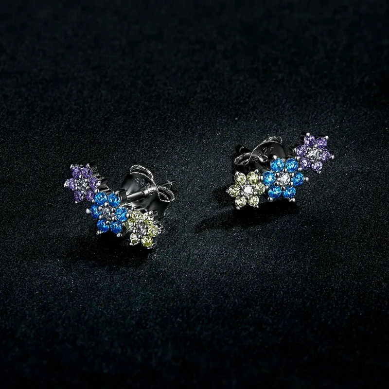 (image for) Pandora Style Shine Flowers Stud Earrings - BSE593 - View 5