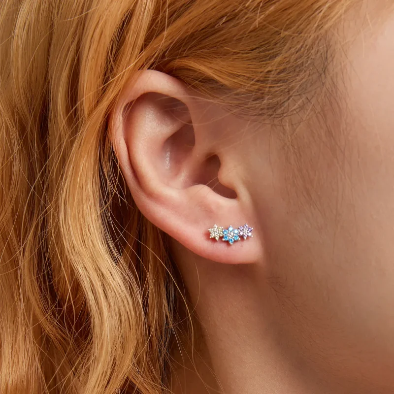 (image for) Pandora Style Shine Flowers Stud Earrings - BSE593 - View 6