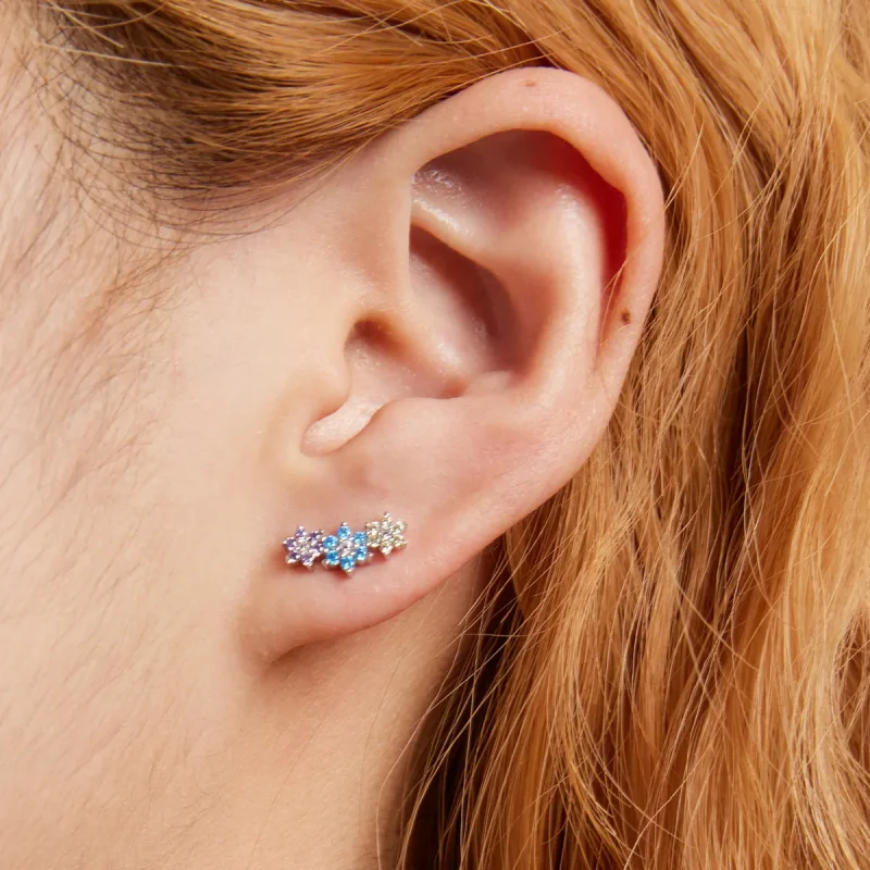 (image for) Pandora Style Shine Flowers Stud Earrings - BSE593 - View 7