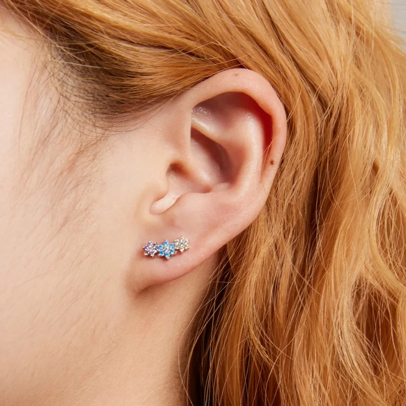 (image for) Pandora Style Shine Flowers Stud Earrings - BSE593 - View 8