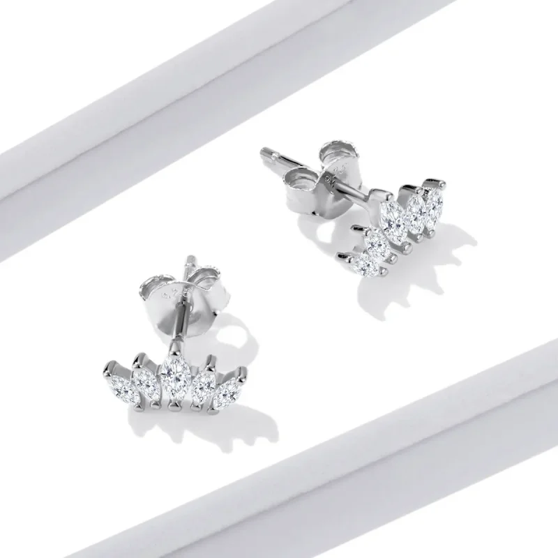 (image for) Pandora Style Shining Crown Stud Earrings - BSE521 - View 2