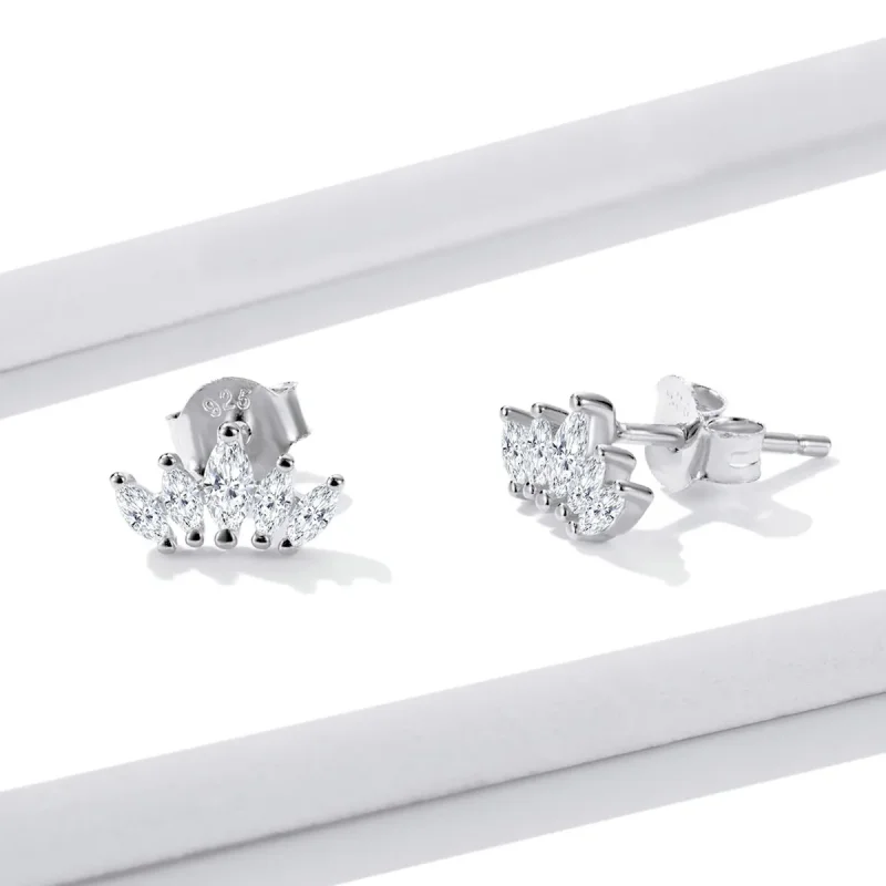 (image for) Pandora Style Shining Crown Stud Earrings - BSE521 - View 3