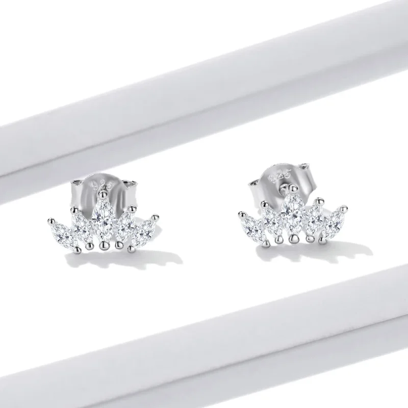 (image for) Pandora Style Shining Crown Stud Earrings - BSE521 - View 4