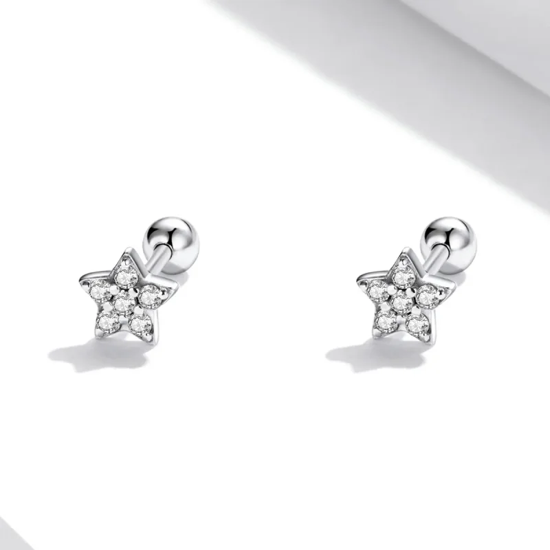 (image for) Pandora Style Shining Star Stud Earrings - SCE1297 - View 2
