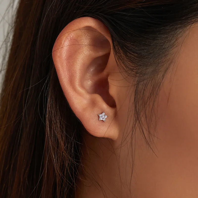 (image for) Pandora Style Shining Star Stud Earrings - SCE1297 - View 6