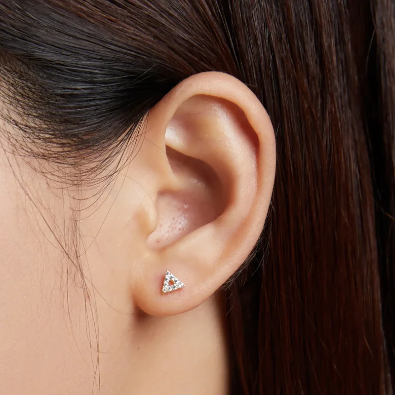 (image for) Pandora Style Shining Triangle Stud Earrings - SCE1220 - View 3