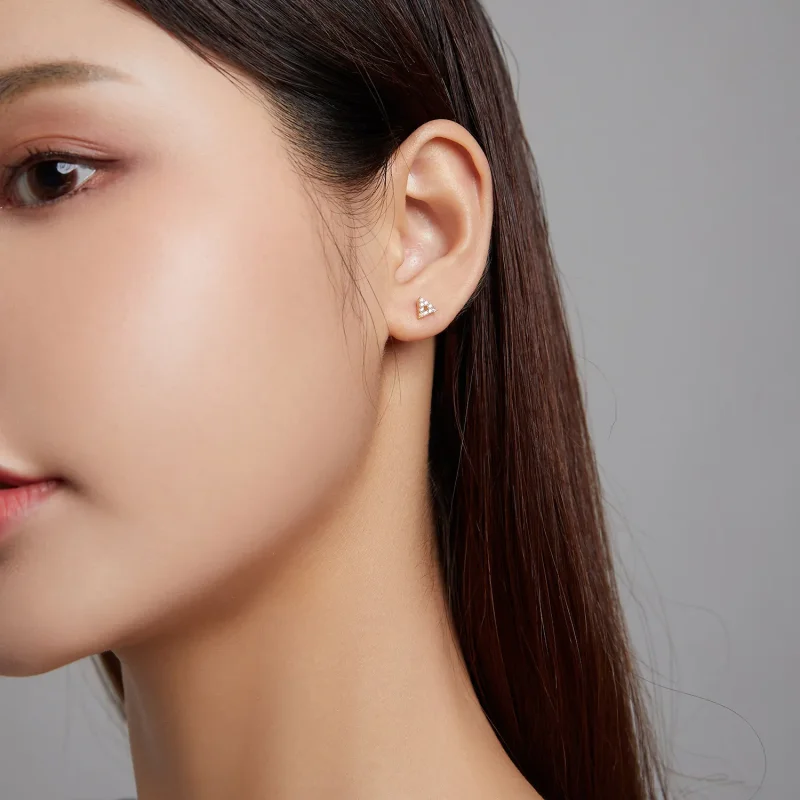 (image for) Pandora Style Shining Triangle Stud Earrings - SCE1220 - View 4