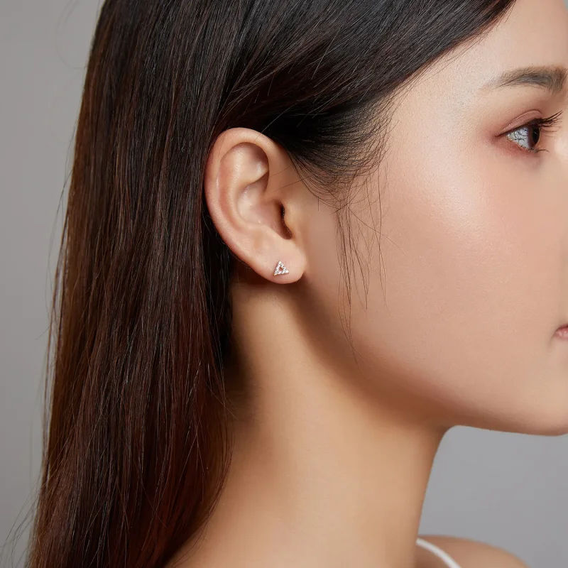 (image for) Pandora Style Shining Triangle Stud Earrings - SCE1220 - View 5