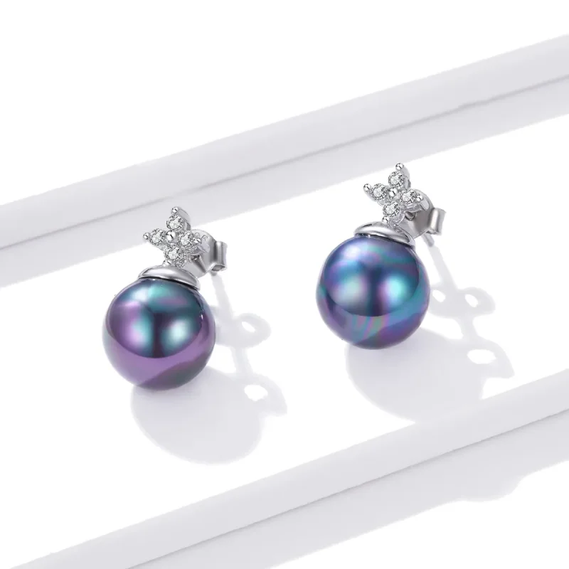 (image for) Pandora Style Shiny Beads Stud Earrings - BSE498 - View 2