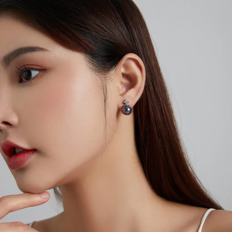 (image for) Pandora Style Shiny Beads Stud Earrings - BSE498 - View 6