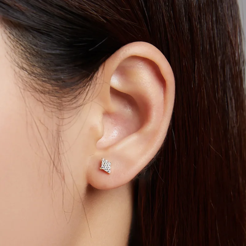 (image for) Pandora Style Shiny Rhombus Stud Earrings - SCE1222 - View 3