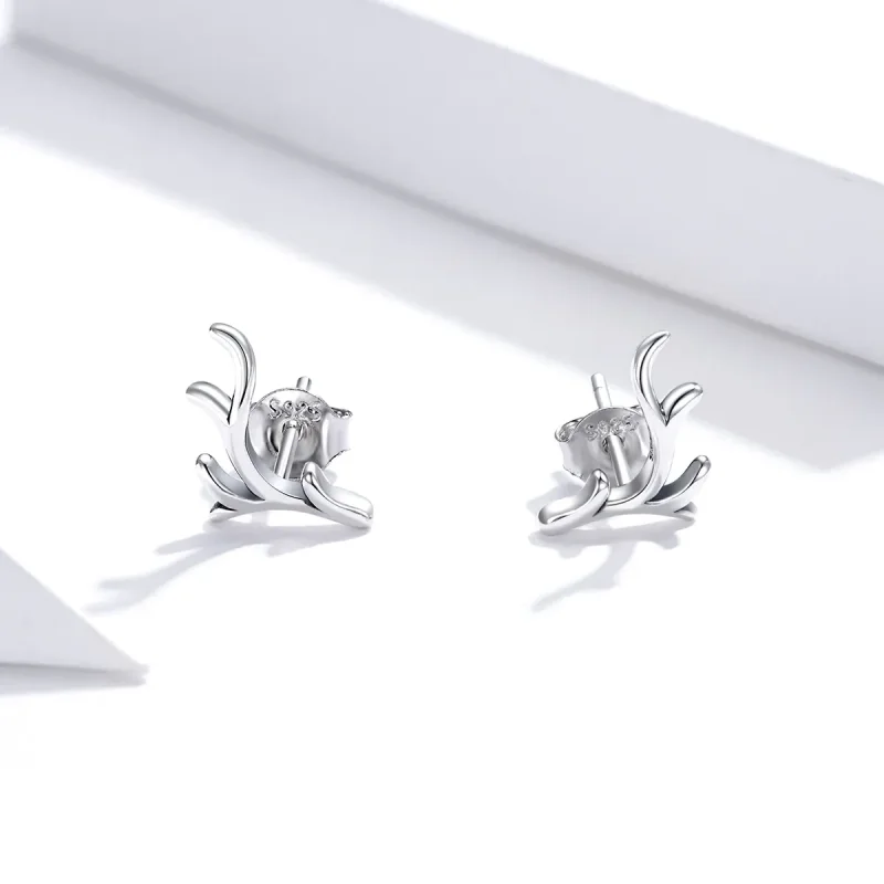 (image for) Pandora Style Simple Antlers Stud Earrings - SCE963 - View 2