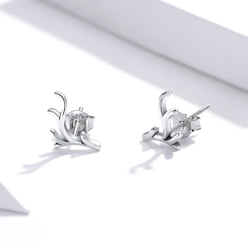(image for) Pandora Style Simple Antlers Stud Earrings - SCE963 - View 3