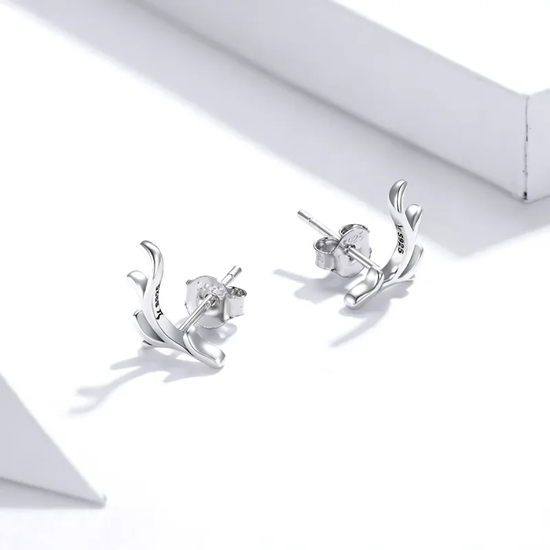 (image for) Pandora Style Simple Antlers Stud Earrings - SCE963 - View 4