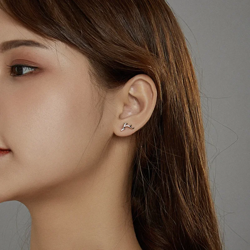 (image for) Pandora Style Simple Antlers Stud Earrings - SCE963 - View 6
