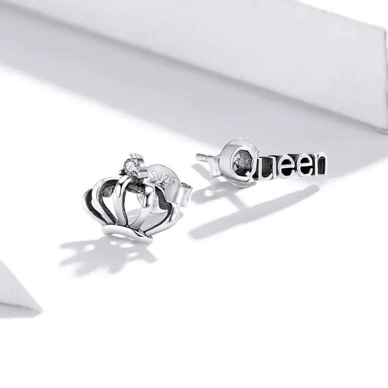 (image for) Pandora Style Simple Crown Stud Earrings - SCE934 - View 3