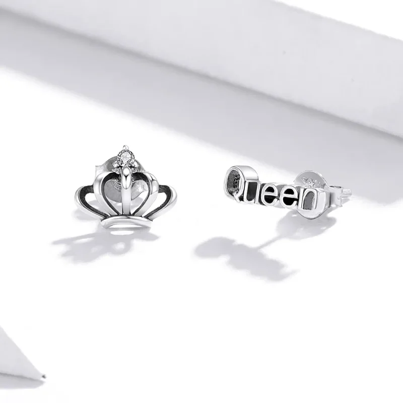 (image for) Pandora Style Simple Crown Stud Earrings - SCE934 - View 4
