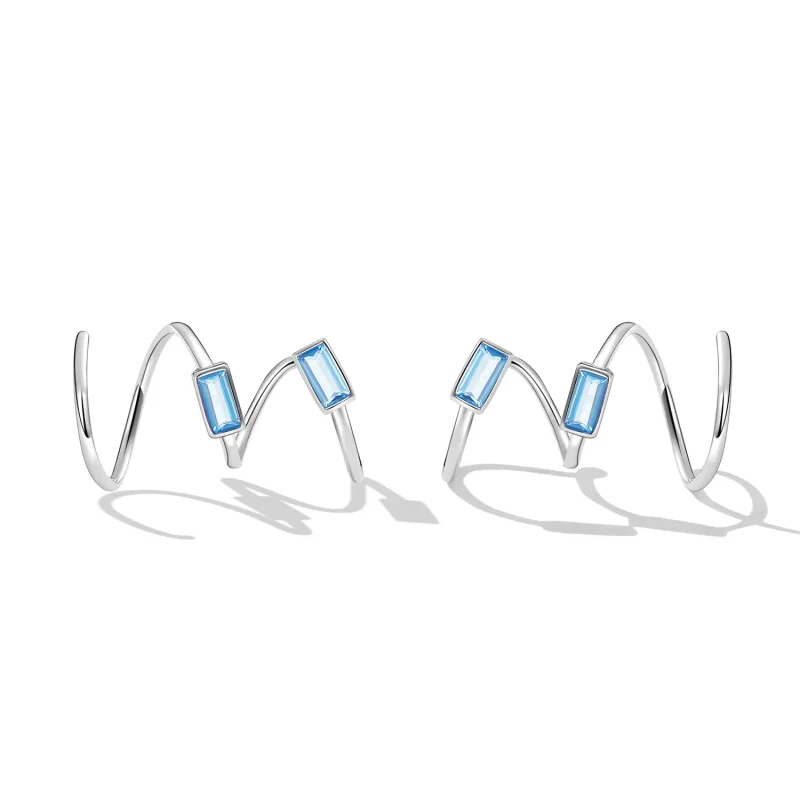 (image for) Pandora Style Simple Inlaid Stone Stud Earrings - SCE1463 - View 2
