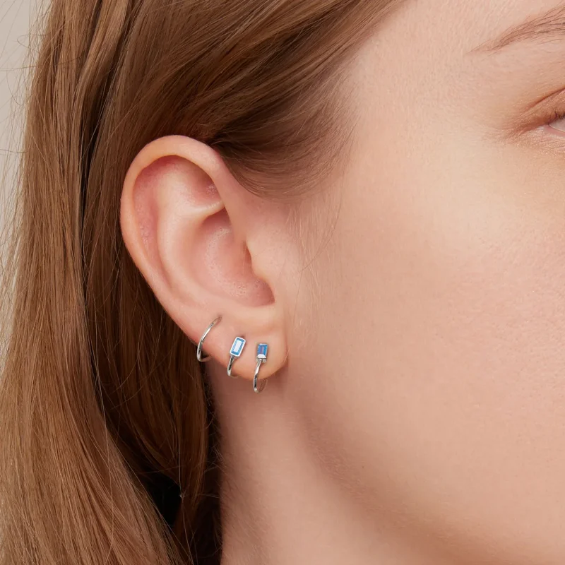 (image for) Pandora Style Simple Inlaid Stone Stud Earrings - SCE1463 - View 7