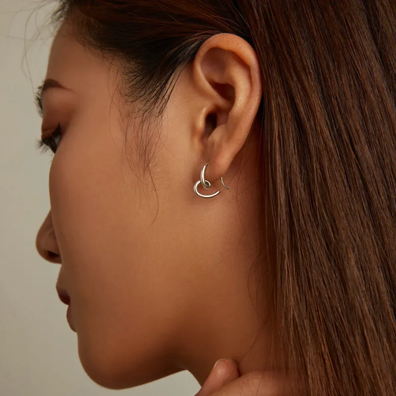 (image for) Pandora Style Simple Love Stud Earrings - SCE1333 - View 6