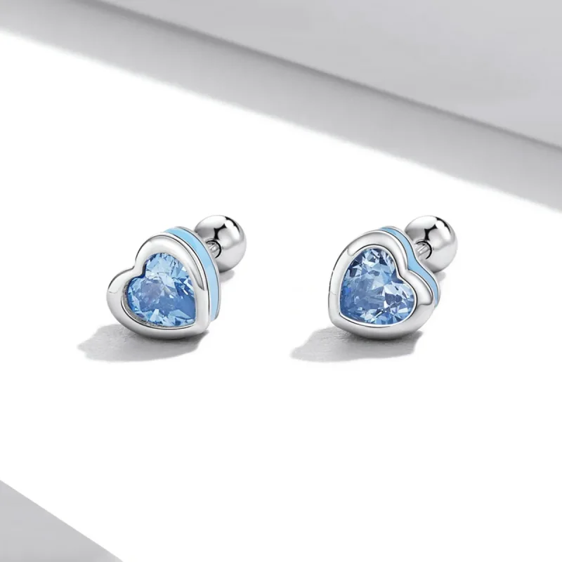 (image for) Pandora Style Simple Love Stud Earrings - SCE1352-LB - View 2