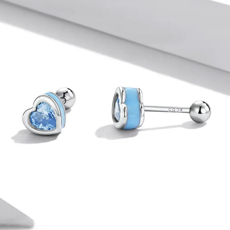 (image for) Pandora Style Simple Love Stud Earrings - SCE1352-LB - View 3